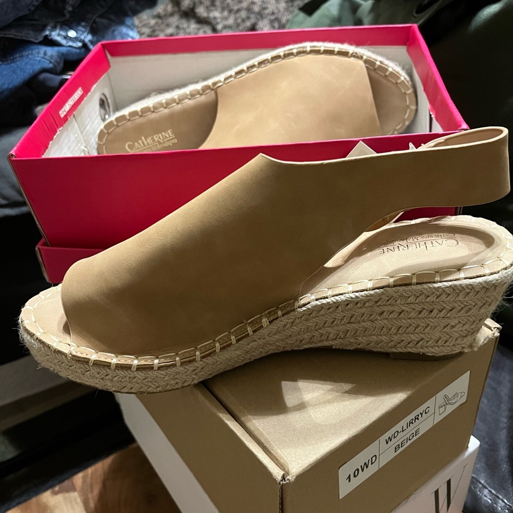 Catherine Malandrino Tan Espadrille Slingback Sandals